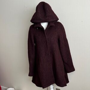 Topshop Burgundy Hooded Pea Coat